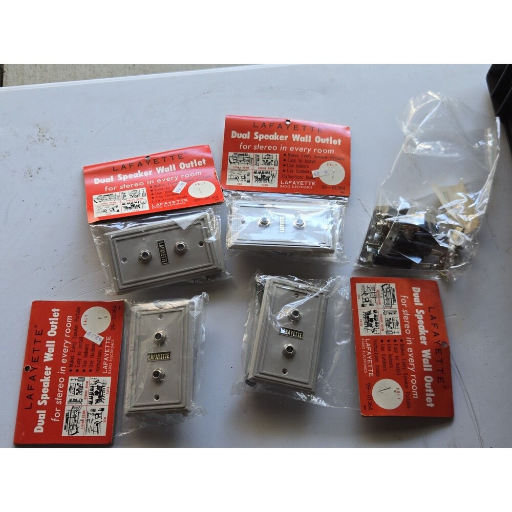 Vintage Lafayette 99-01364 dual speaker wall outlet in original package LOT of 4